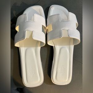 White Slide Sandals